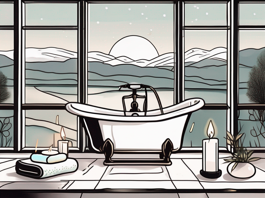 A serene bubble bath scene with calming candles