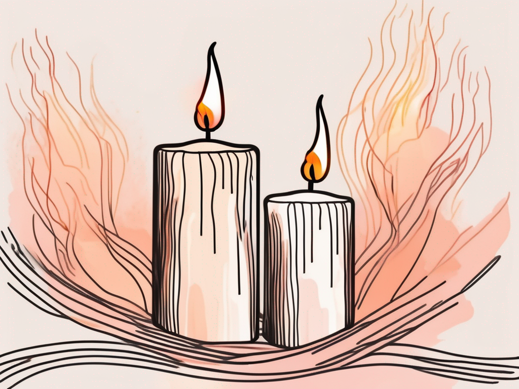 Two candles with their flames merging together