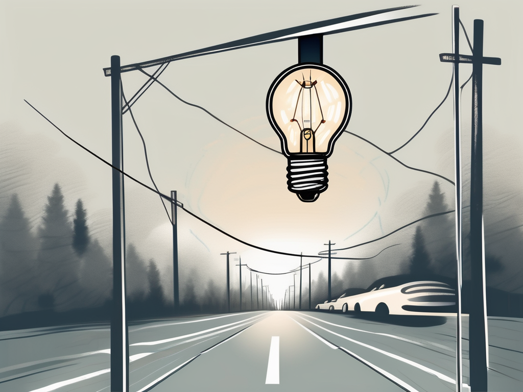 A light bulb hanging over a crossroads