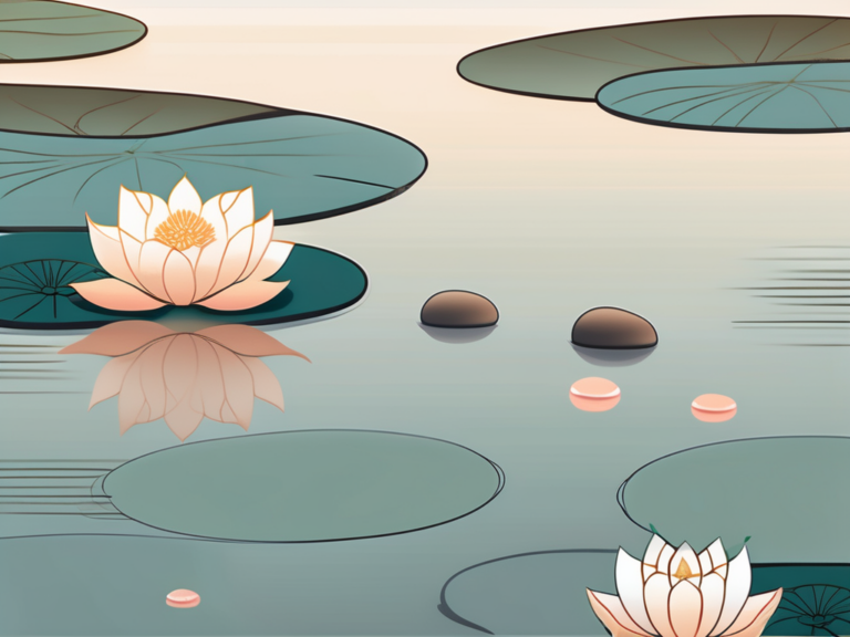 A tranquil zen garden with a serene pond