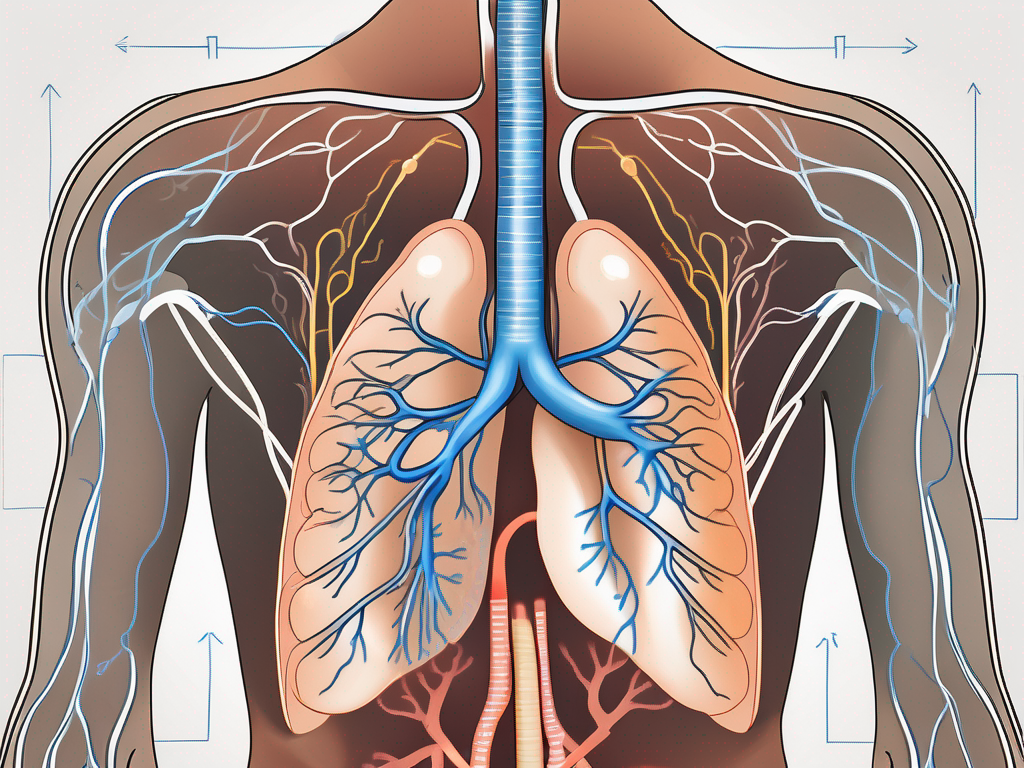 The human respiratory system highlighting the phrenic nerve and its connection to the diaphragm