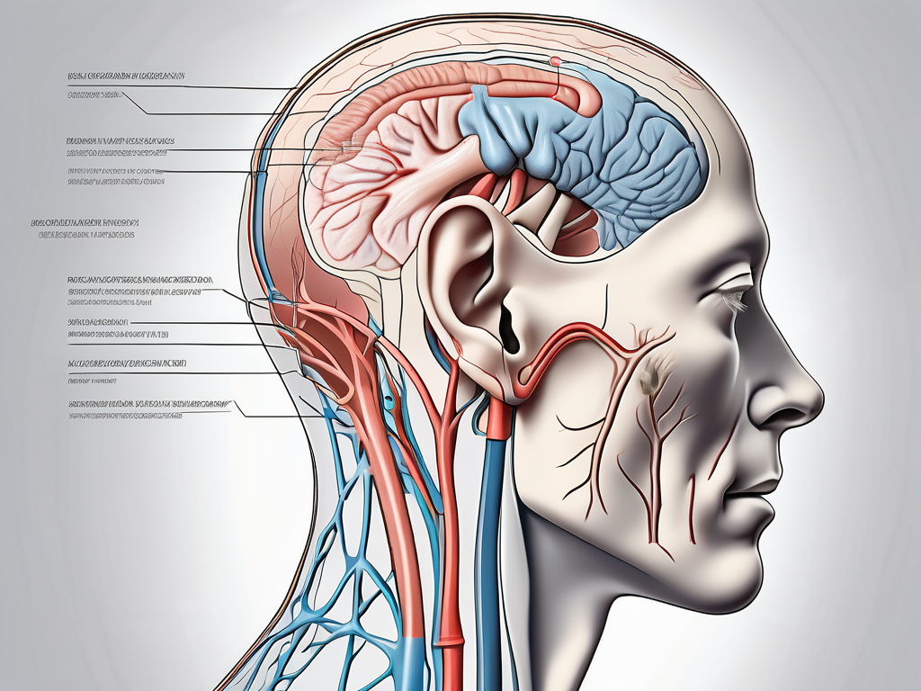 The human ear anatomy highlighting the vestibular nerve