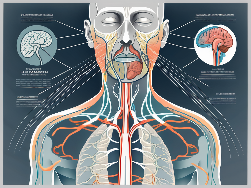 The human nervous system highlighting the glossopharyngeal nerve