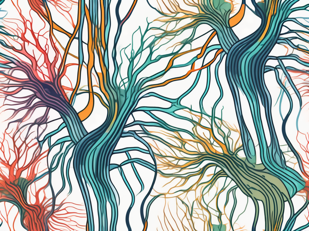 The human nervous system highlighting the sympathetic nerves